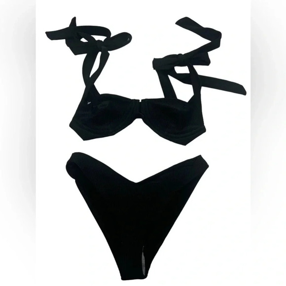 NEW Beach Riot Bikini Black Set Small B2098 - Picture 2 of 4